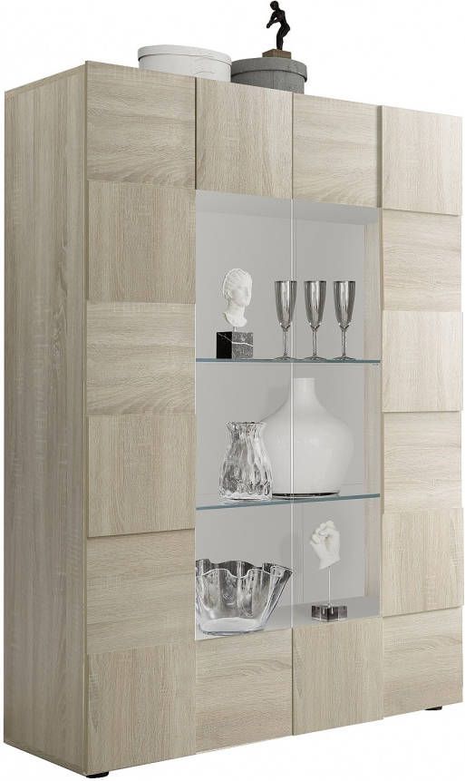 Pesaro Mobilia Vitrinekast Dama 166 cm hoog in sonoma eiken