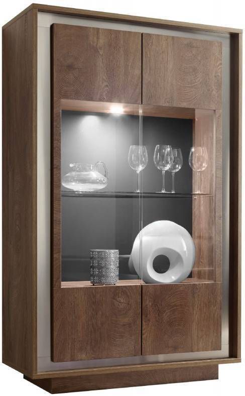 Pesaro Mobilia Vitrinekast SKY 171 cm hoog Cognac bruin