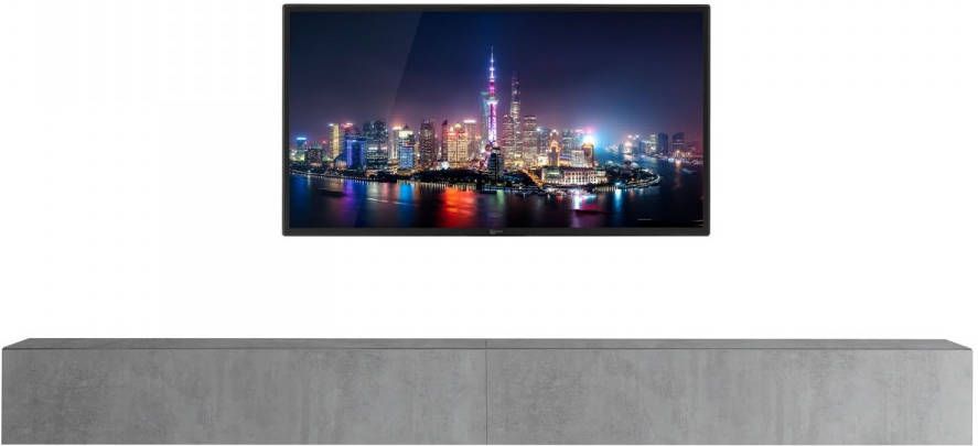 Pesaro Mobilia Zwevend Tv meubel Tesla 276 cm breed in grijs beton