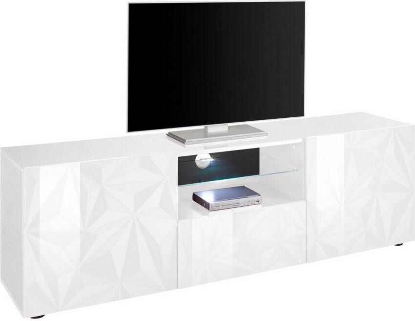 Pesaro Mobilia Tv meubel Kristal 181 cm breed in hoogglans wit