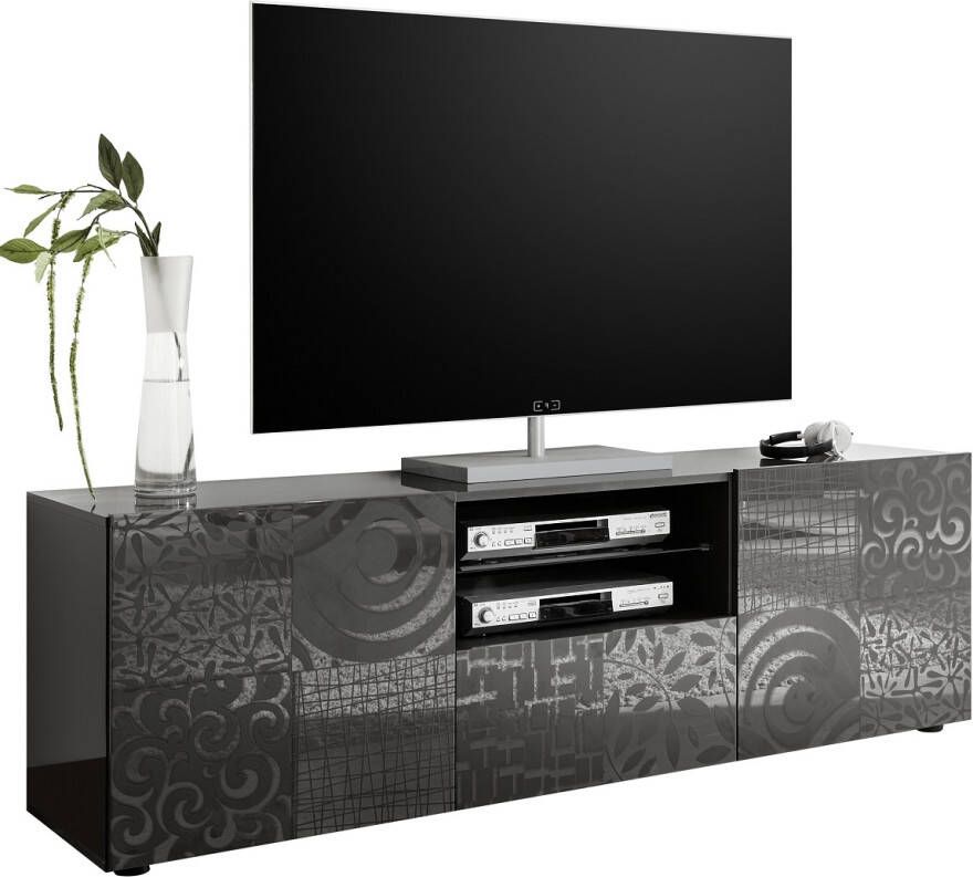 Pesaro Mobilia Tv meubel Miro 181 cm breed in hoogglans antraciet