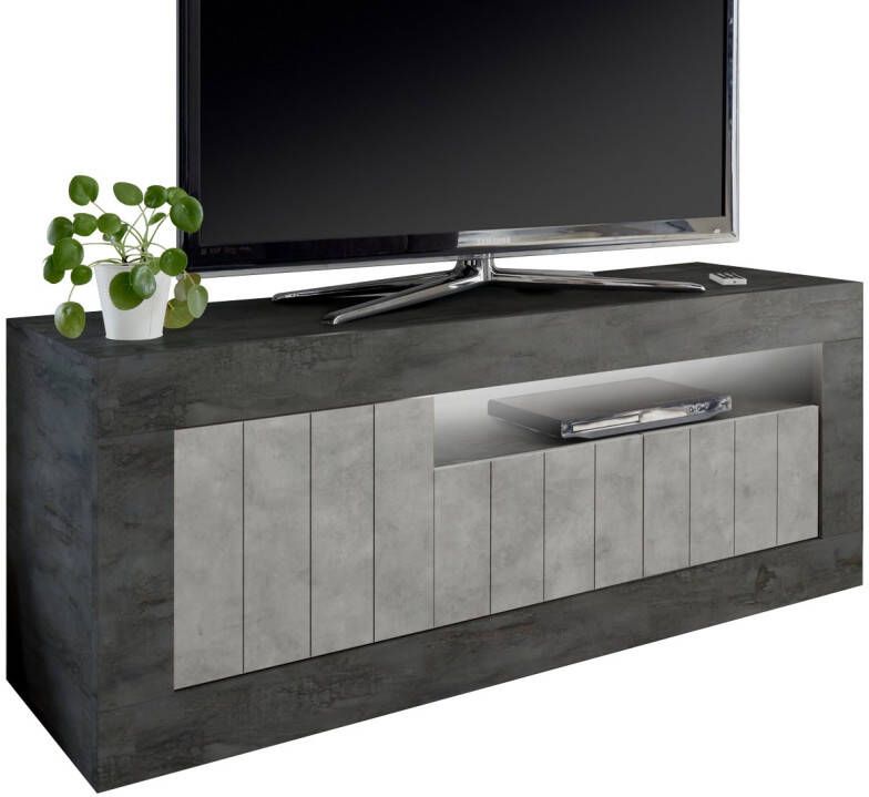 Pesaro Mobilia Tv meubel Urbino 138 cm breed in Oxid met grijs beton
