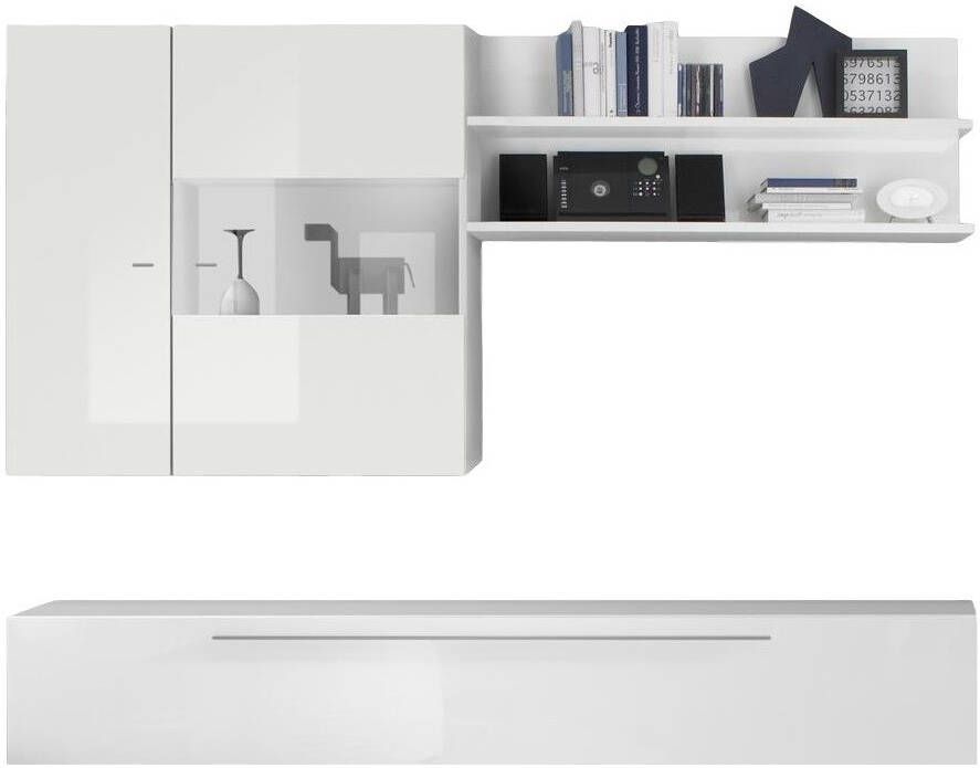 Pesaro Mobilia TV wandmeubel set Helga in hoogglans wit