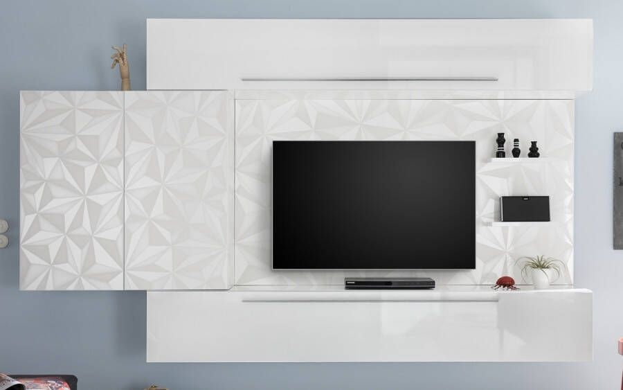 Pesaro Mobilia TV wandmeubel set Kristal in hoogglans wit