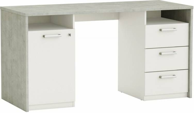 Young Furniture Bureau Stanford 145 cm breed in beton met wit