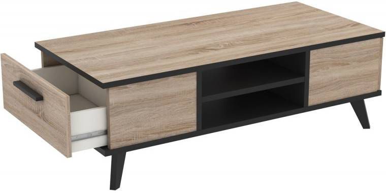 Young Furniture Salontafel Piano 106 cm breed eiken met zwart