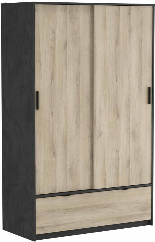 Young Furniture Schuifdeurkast Perfect 193 cm hoog eiken met zwart