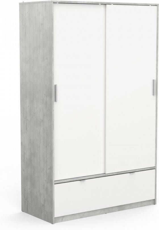 Young Furniture Schuifdeurkast Perfect 193 cm hoog grijs beton met wit