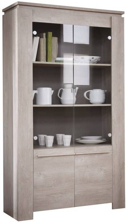 Young Furniture Vitrinekast Clio 175 cm hoog in Champagne Eiken