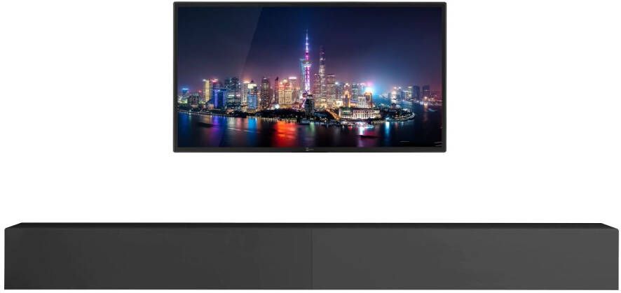 Pesaro Mobilia Zwevend Tv meubel Tesla 276 cm breed in hoogglans grijs