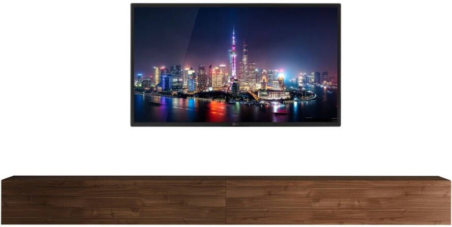 Pesaro Mobilia Zwevend Tv meubel Tesla 276 cm breed in walnoot