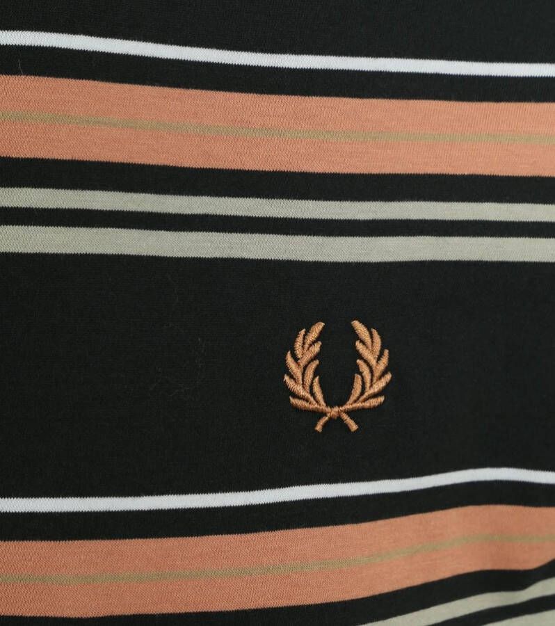 Fred Perry T shirt M5607 Strepen Donkergroen