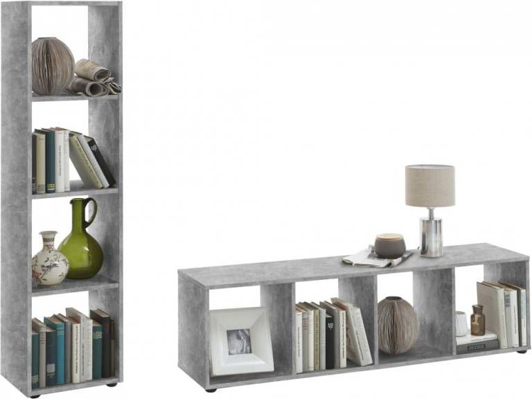 FMD Roomdivider Mega 4 vakken betonkleur 140, 5x36, 5x33 cm Leen Bakker