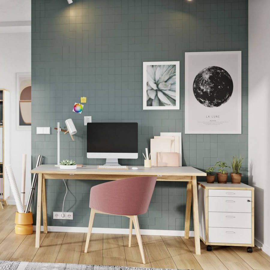 Germania Dossierkast op wieltjes GW Helsinki Navarra eikenkleur en wit