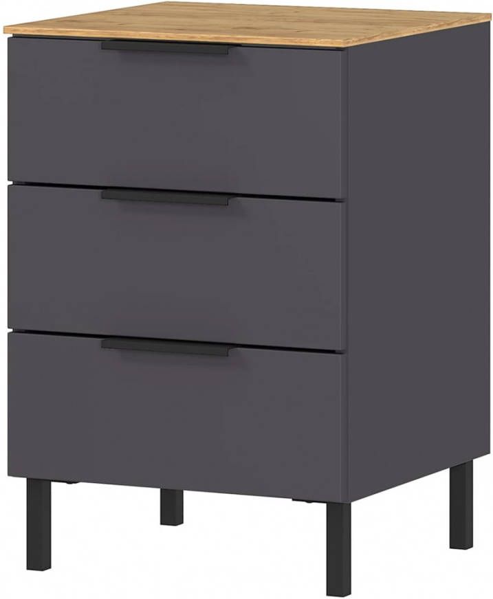 Germania Nachtkastje GW California 41x40x60 cm grafiet Navarra eiken