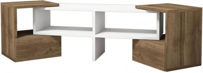 Homemania Tv meubel Fold 141, 2x29, 7x38, 8 cm wit en walnootkleurig
