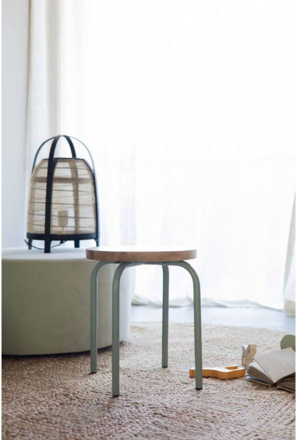 KidsDepot 2 delige Krukkenset Circle 30 cm mangohout grijs