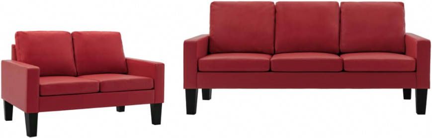 VIDAXL 2 delig Bankstel kunstleer rood