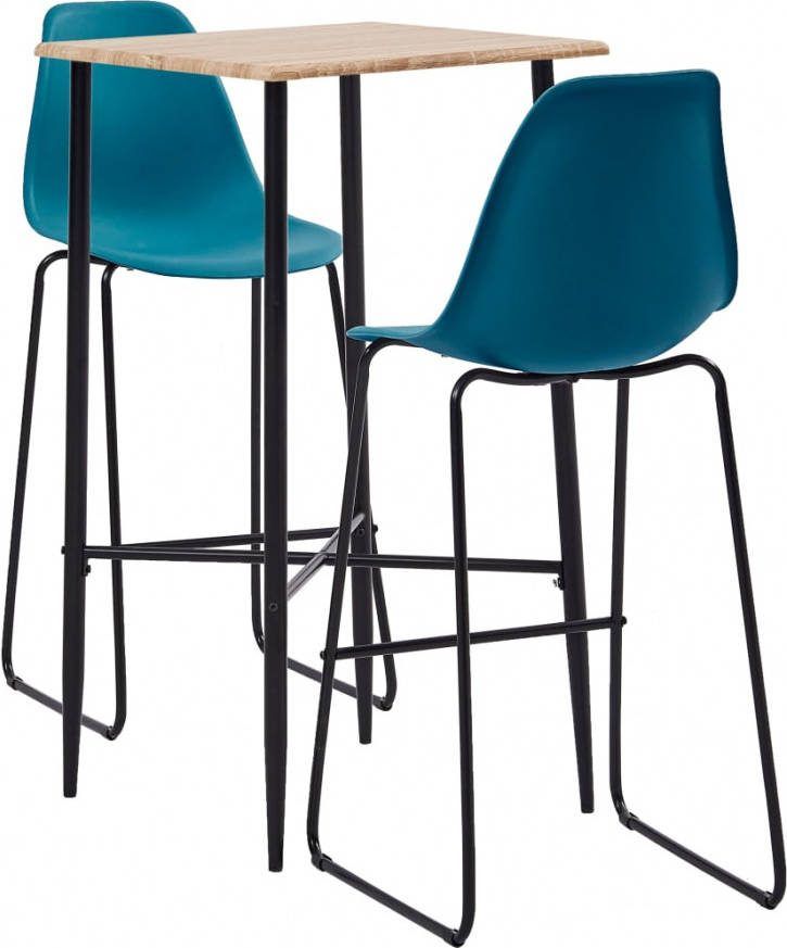 vidaXL 3 delige Barset kunststof turquoise