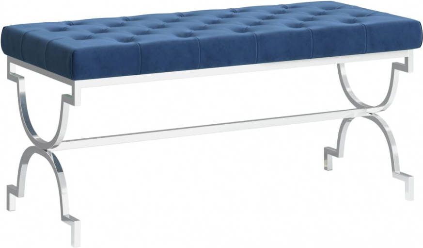 vidaXL Bankje 99 cm fluweel en roestvrij staal blauw