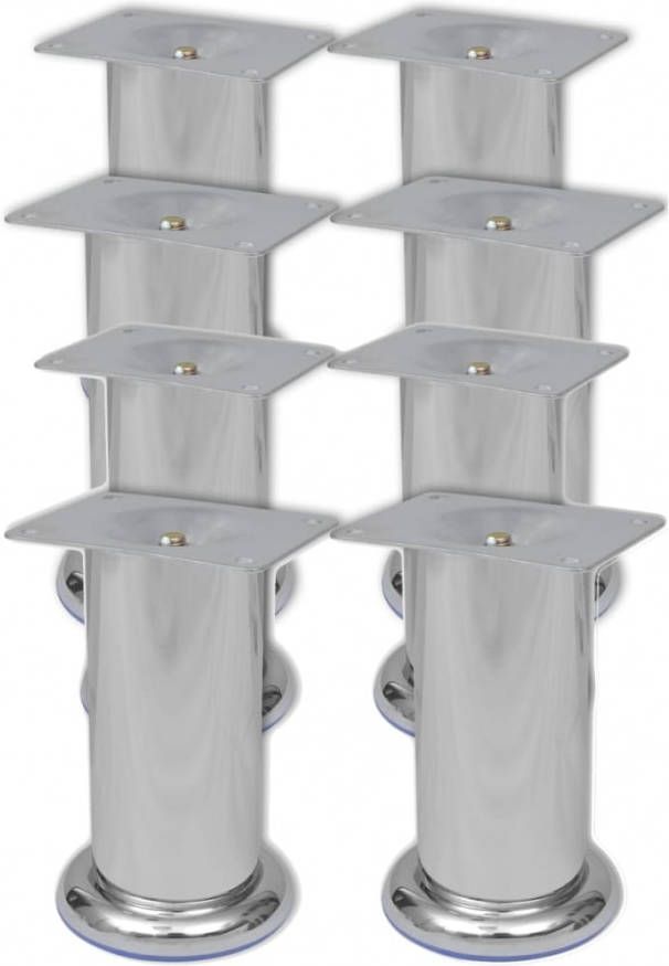 VIDAXL Bankpoten rond 8 st 120 mm chroomkleurig