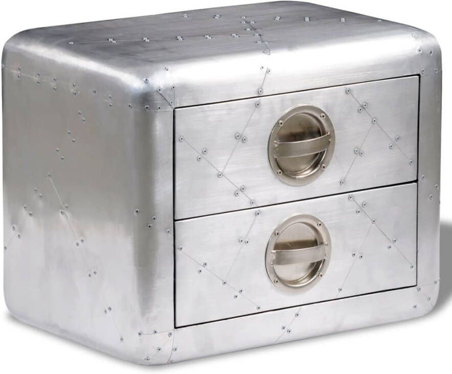 VIDAXL Bijzettafel met 2 lades vintage luchtvaartlook