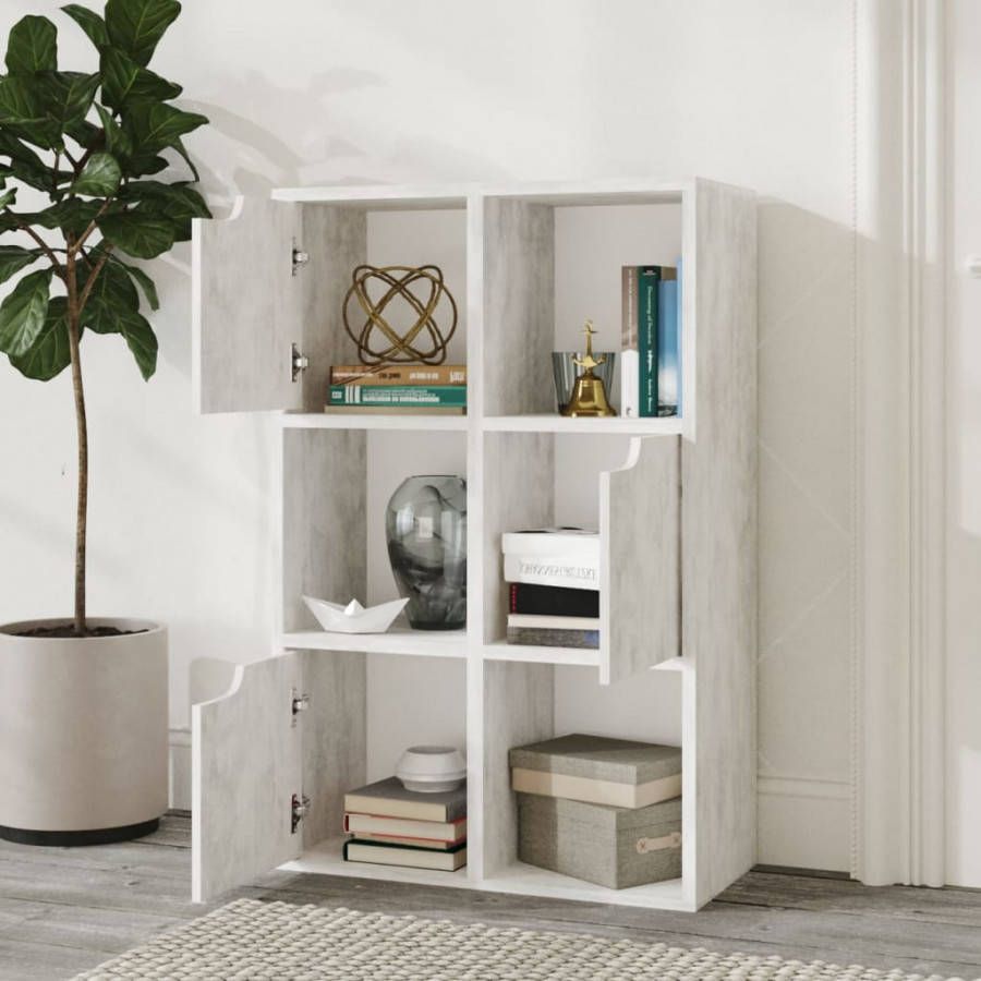 VIDAXL Boekenkast 60x27, 5x88 cm spaanplaat betongrijs