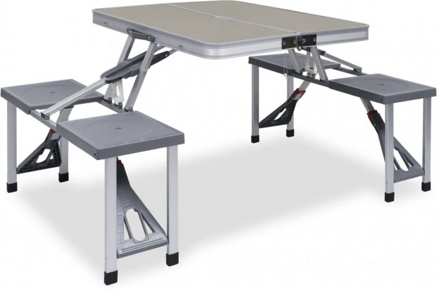 VIDAXL Campingtafel inklapbaar met 4 zitjes staal en aluminium