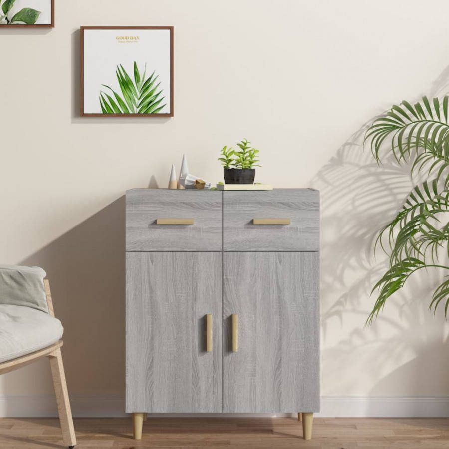vidaXL Dressoir 69, 5x34x89 cm bewerkt hout grijs sonoma eikenkleurig