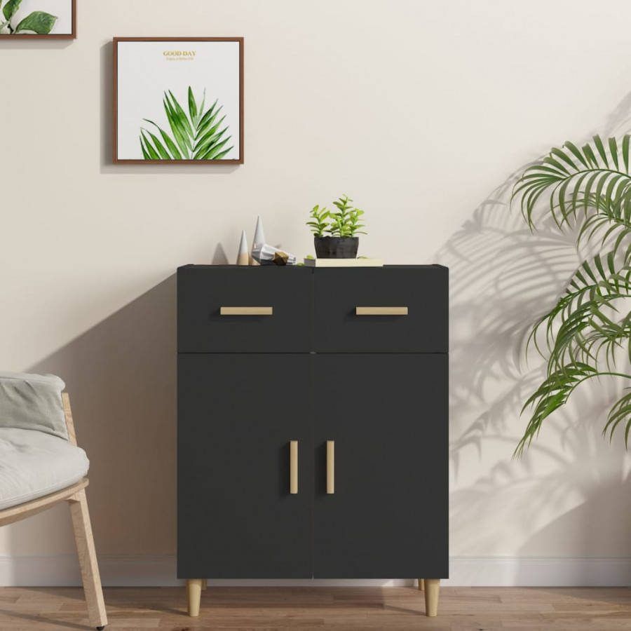 vidaXL Dressoir 69, 5x34x89 cm bewerkt hout zwart