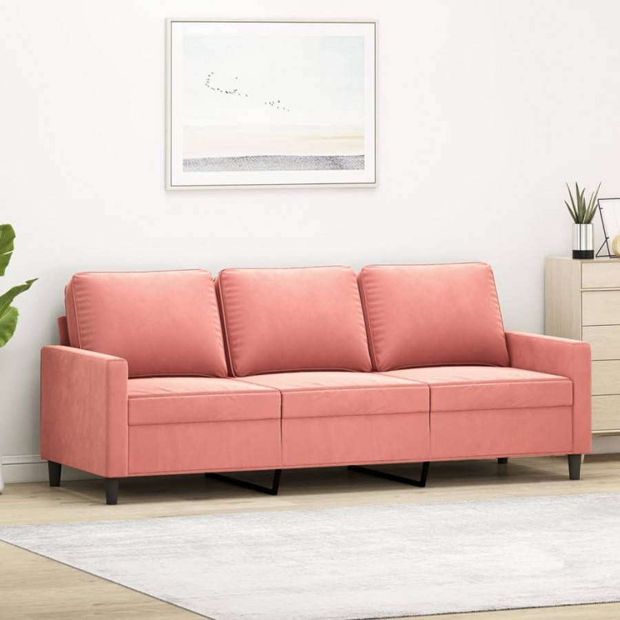 VIDAXL Driezitsbank 180 cm fluweel roze
