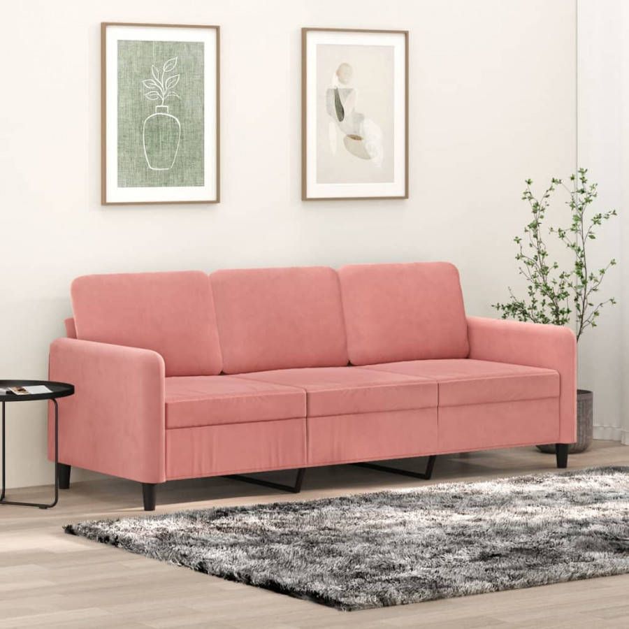 VIDAXL Driezitsbank 180 cm fluweel roze