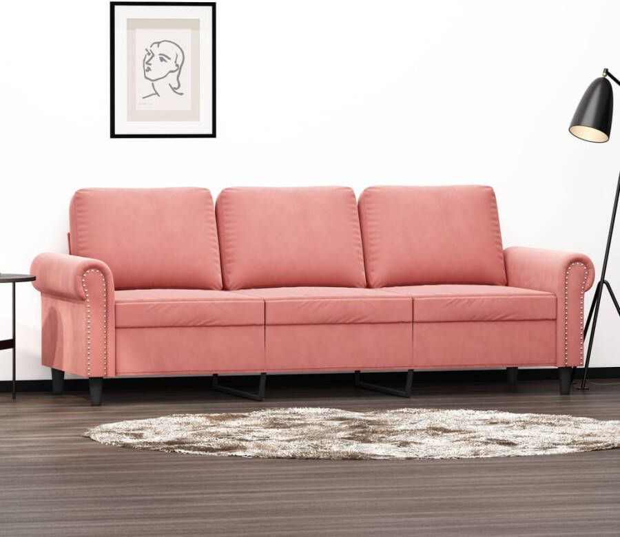 VIDAXL Driezitsbank 180 cm fluweel roze