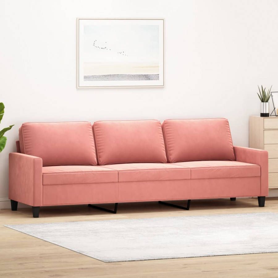 VIDAXL Driezitsbank 210 cm fluweel roze