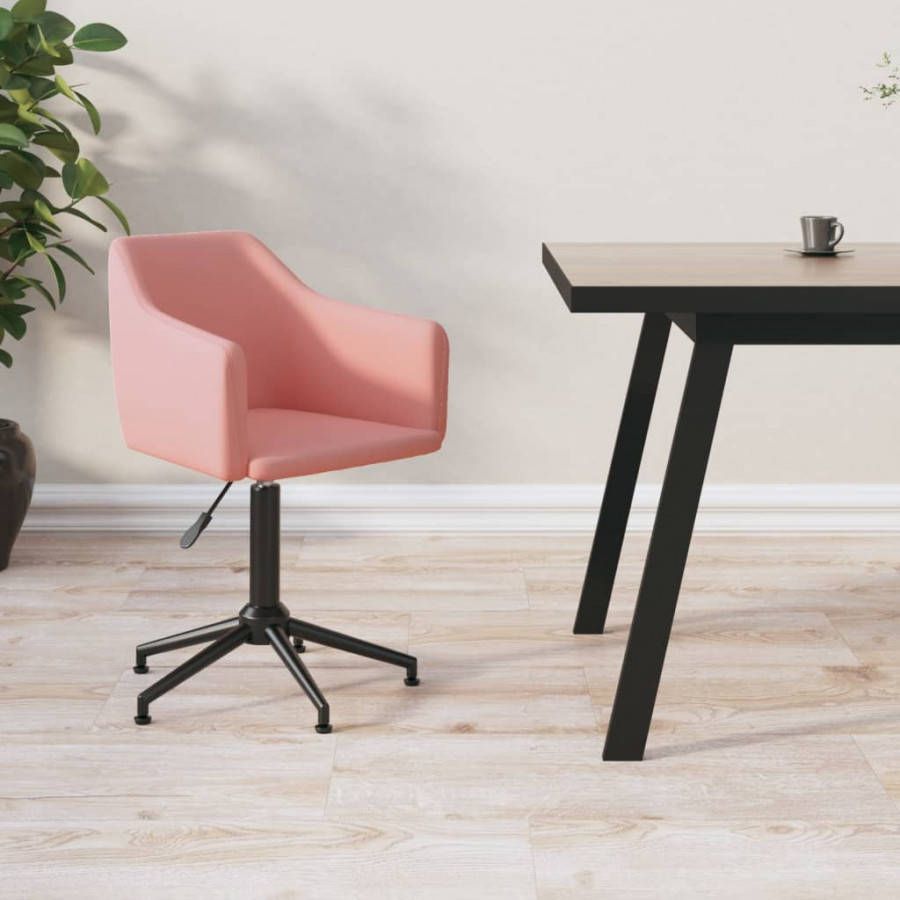vidaXL Eetkamerstoel draaibaar fluweel roze