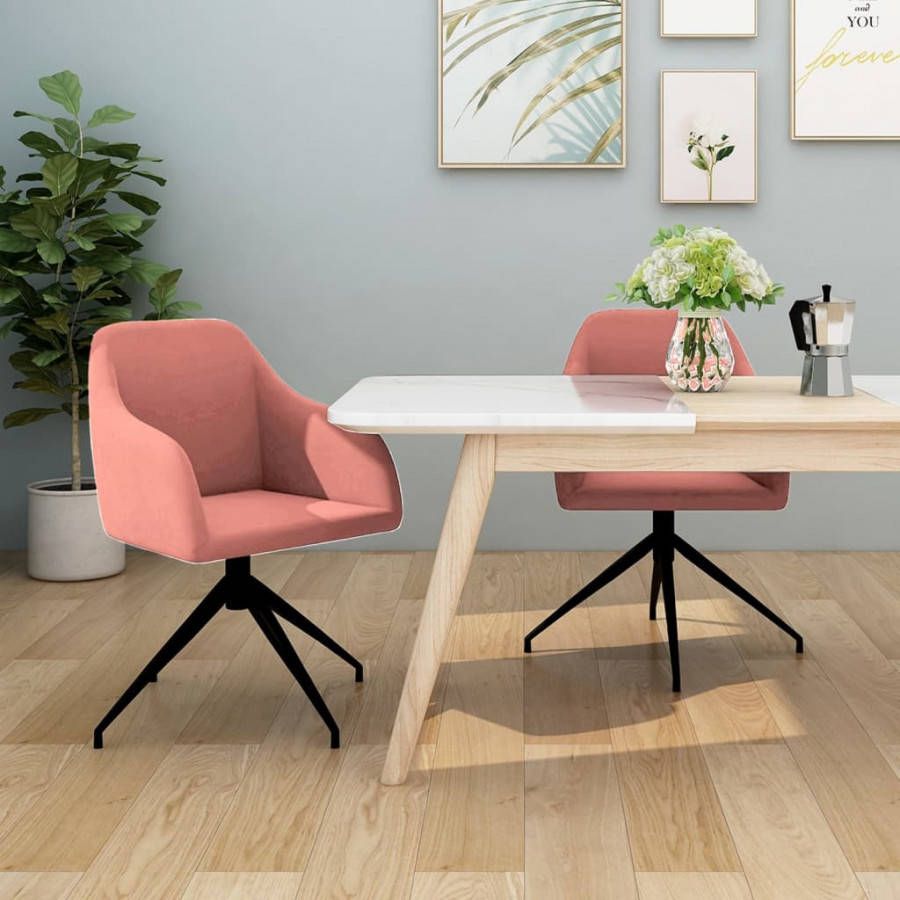 vidaXL Eetkamerstoelen 2 st fluweel roze
