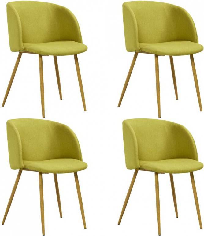 VidaXL Eetkamerstoelen 4 st stof groen VidaXL Eetkamerstoelen 4 st stof groen