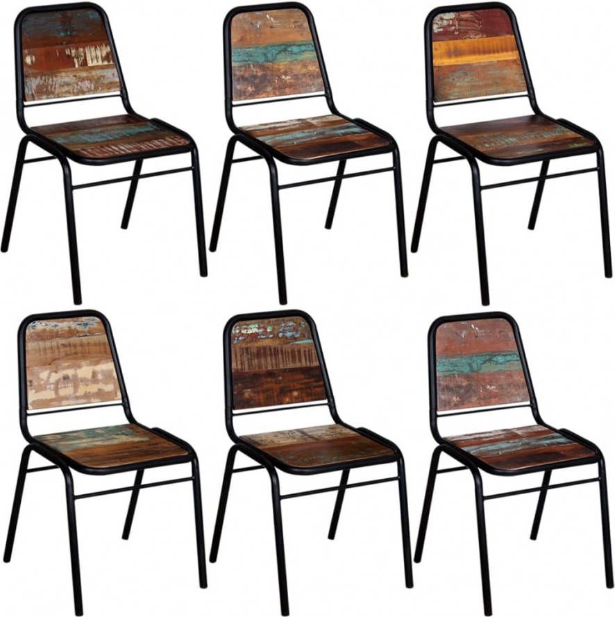 vidaXL Eetkamerstoelen massief gerecycled hout 44x59x89 cm 6 st