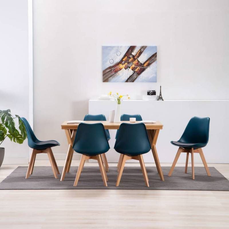 VIDAXL Eetkamerstoelen 6 st kunstleer turquoise en zwart