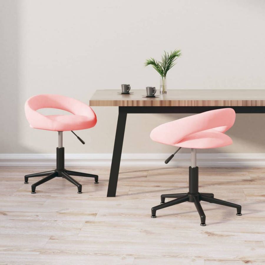 VIDAXL Eetkamerstoelen draaibaar 2 st fluweel roze