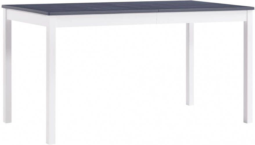 VIDAXL Eettafel 140x70x73 cm grenenhout wit en grijs