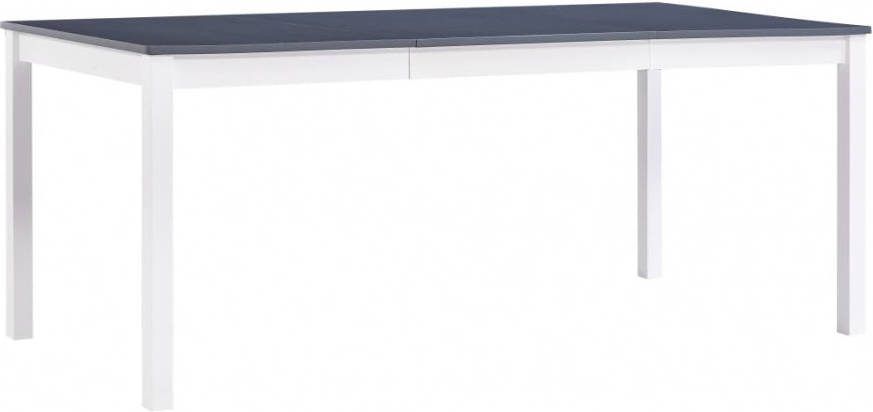 VIDAXL Eettafel 180x90x73 cm grenenhout wit en grijs
