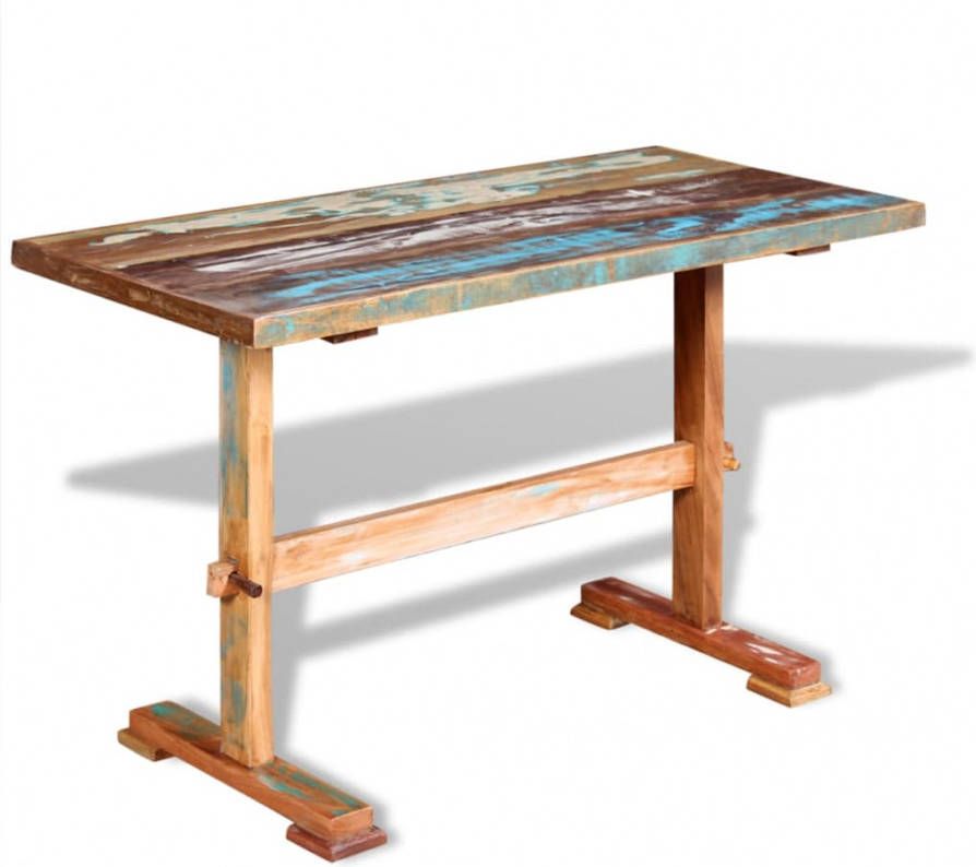 VIDAXL Eettafel op voet 120x58x78 cm massief gerecycled hout