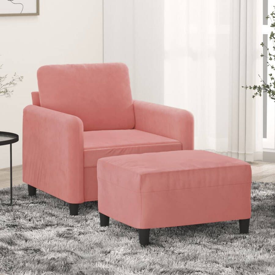VIDAXL Fauteuil met voetenbank 60 cm fluweel roze