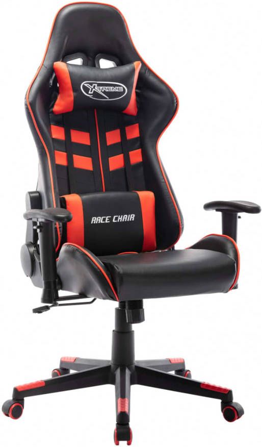 VIDAXL Gamestoel kunstleer zwart en rood
