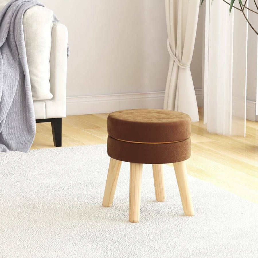 VIDAXL Hocker rond fluweel bruin