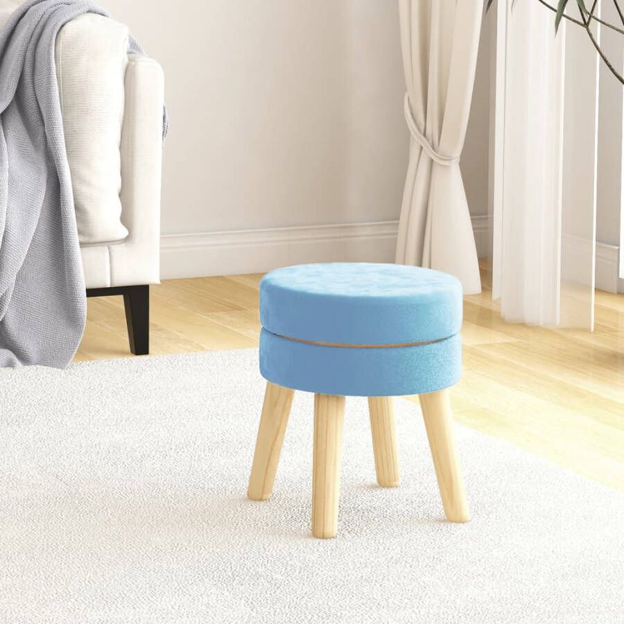 VIDAXL Hocker rond fluweel lichtblauw