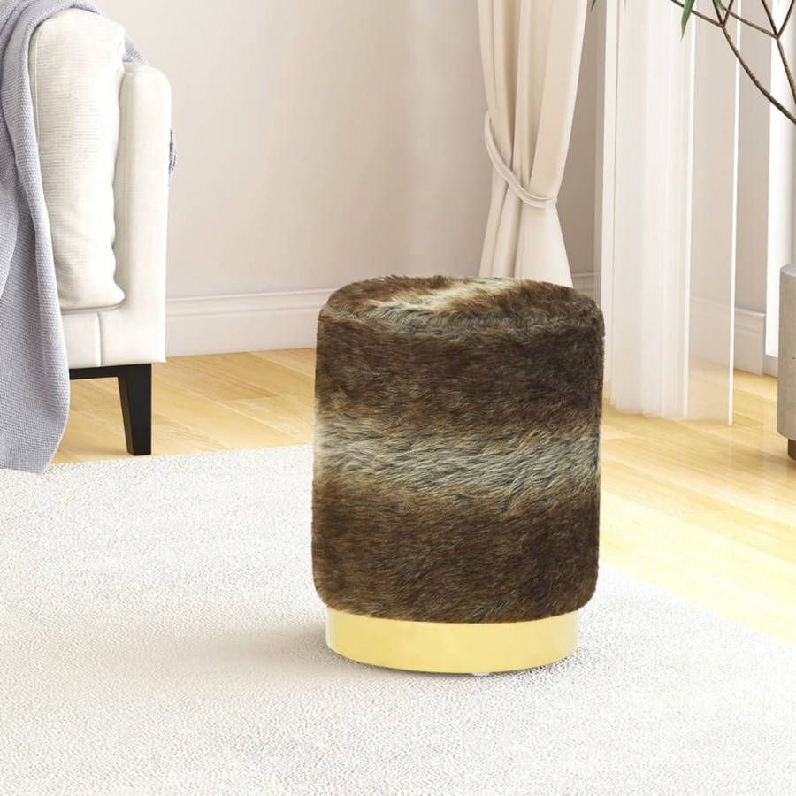 VIDAXL Hocker rond pluche meerkleurig