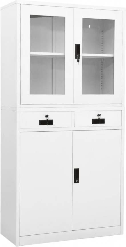 vidaXL Kantoorkast 90x40x180 cm staal en gehard glas wit
