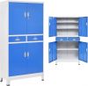 VIDAXL Kantoorkast met 4 deuren 90x40x180 cm metaal grijs en blauw online kopen